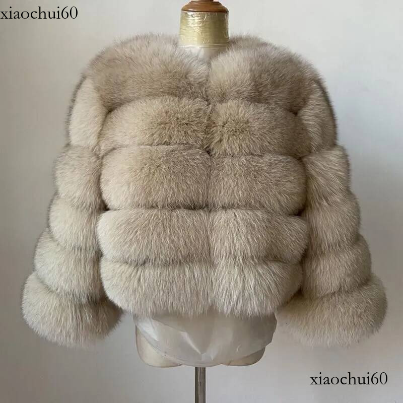 Designer Women's Faux KEJINYUAN Winter Woman Real Fur Coat Thr Quarter Slve Womens Coats Natural Jackets Warm33