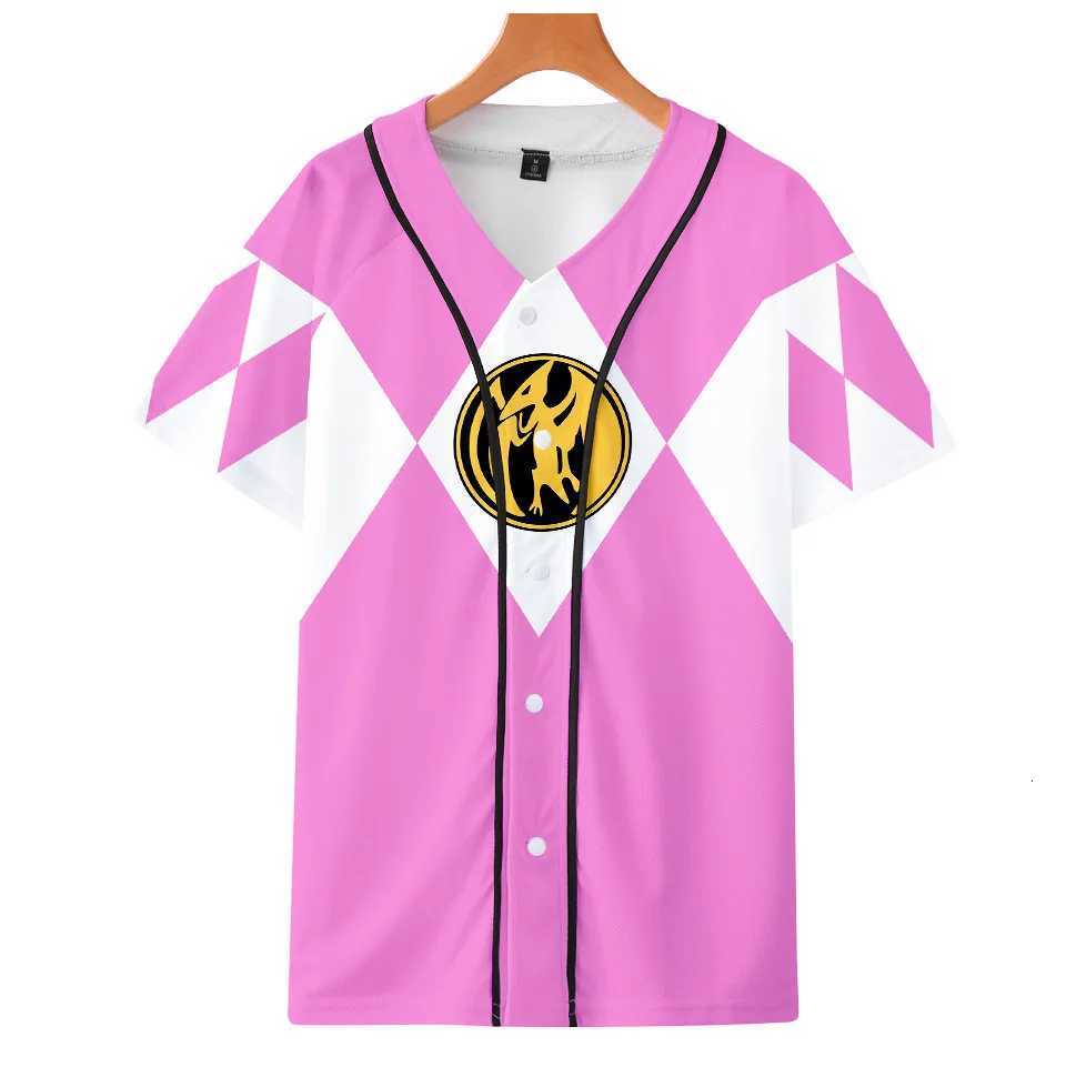 T-Shirts Game Mighty Morphin Men's Baseball T Shirt Short Sleeve Sweatshirt Casual Harajuku T-shirt Men CloTHes Cosplay CostumeW261017