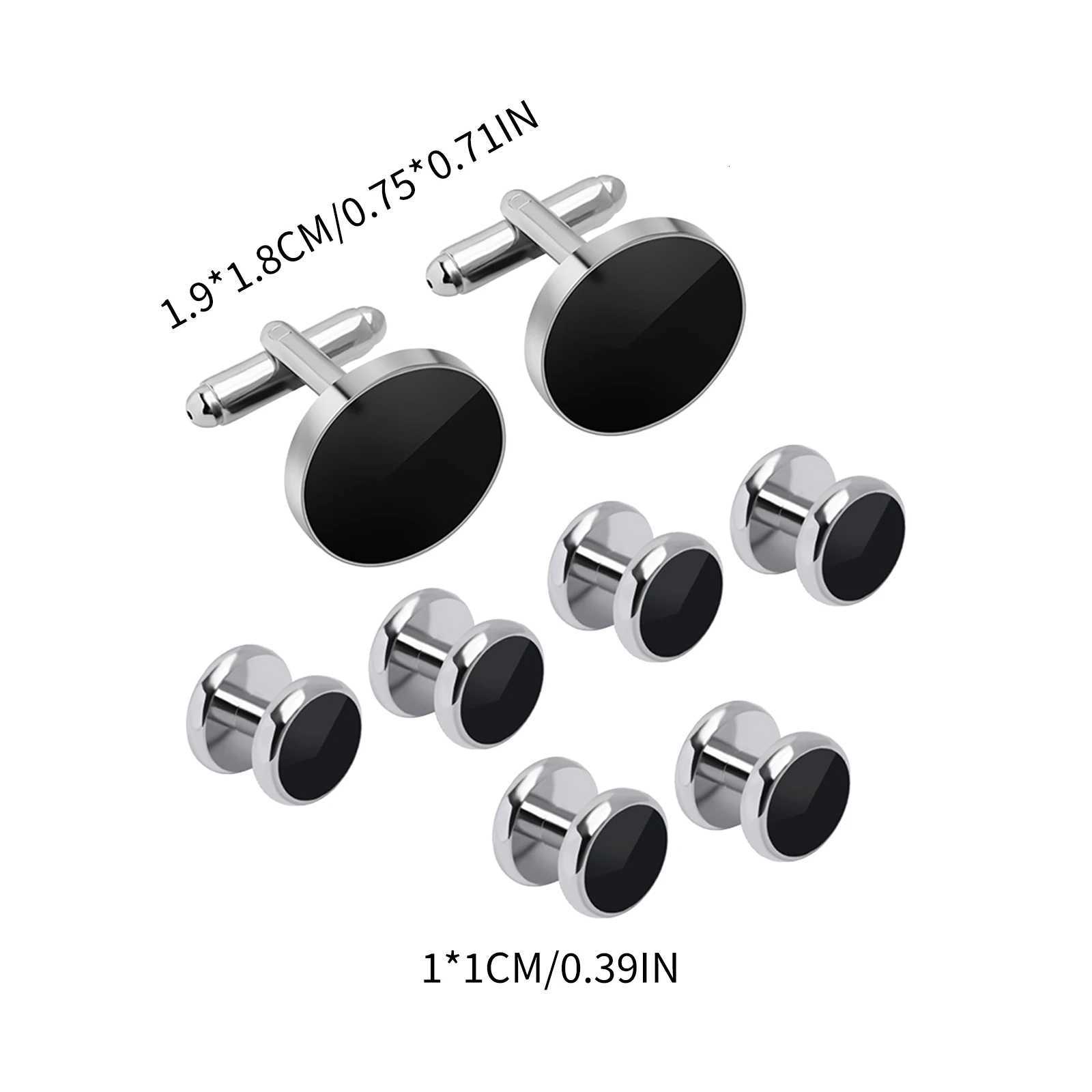 Studs Cuff and Links Cufflinks Set Formal Solid Custed Match Unique Black Cuff Links Kit for Wedding Tuxedo Puit Shirts Men DaddyW261017