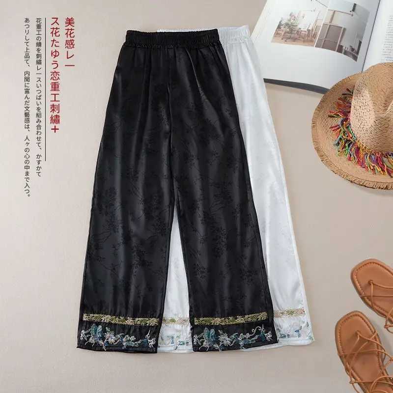 Size Women's Pants Capris Plus Women's Solid Color High Waist Wide Leg Women's Clothing Floral Office Lady Fashion New ArrivalW261017