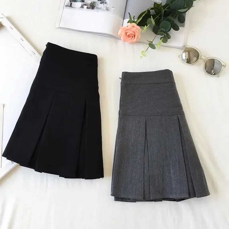 Fashion A Line Women Skirts Pleated Skirt High Waist Zipper Grey Student Mini Skirt JK Summer New 2023 Black Ladies Suit Skirt W261017