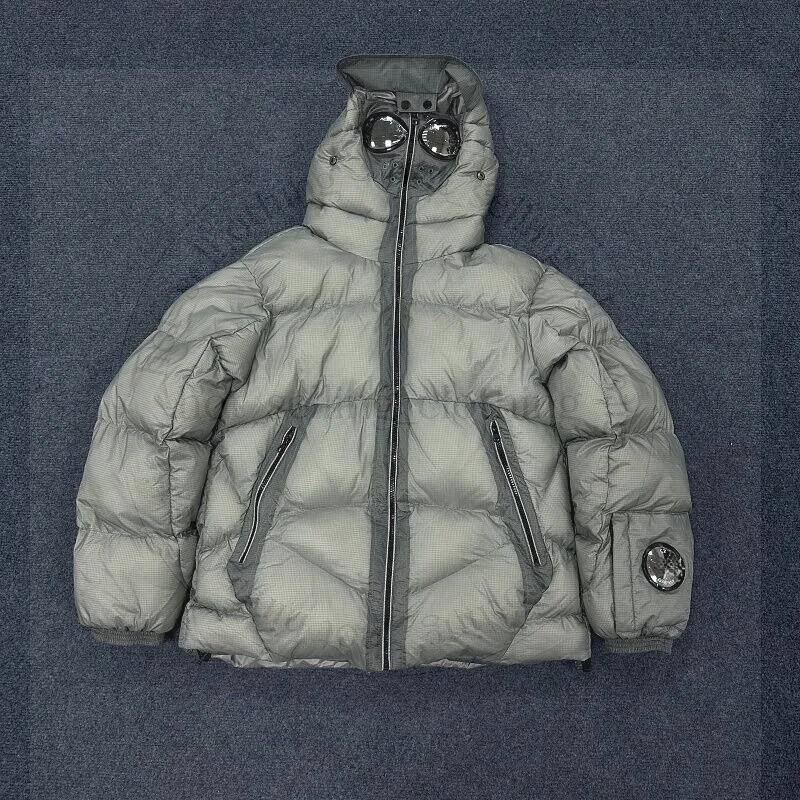 Cmap Hooded Puffer Down Jacket Built In Goggles Lightweight Quilted Winter Coat Warm Windproof Outerwear For Casual Outdoor S XL b06