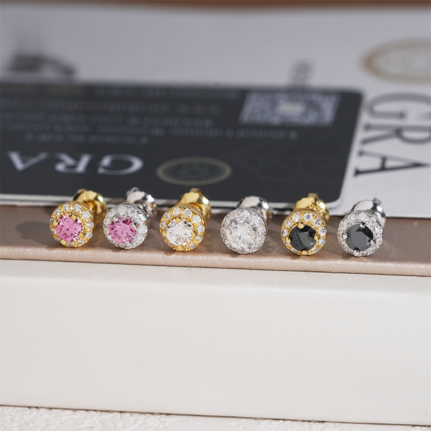 best-selling niche 6.4mm classic four-prong with S925 silver inlay 0.3ct main moissanite, style stud earrings