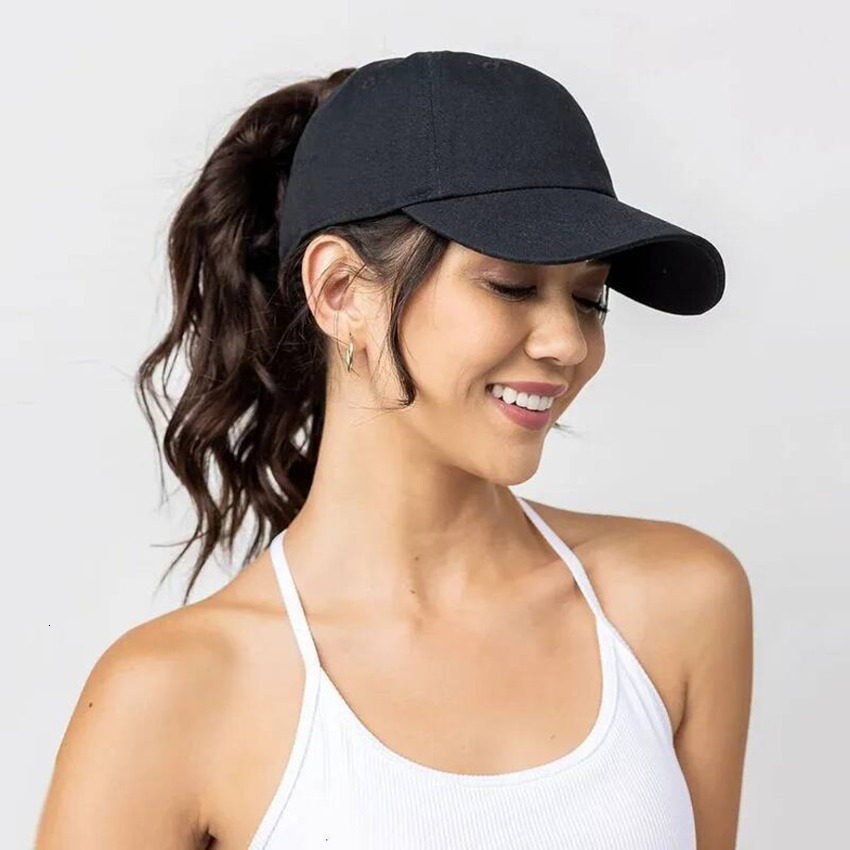 Ball Cap Solid Color Ponytail Baseball Cap For Women Girls Sport Running Golf Tennis Caps Bundle Hair Tie High duckbill Messy Bun Ponycap Baseball s
