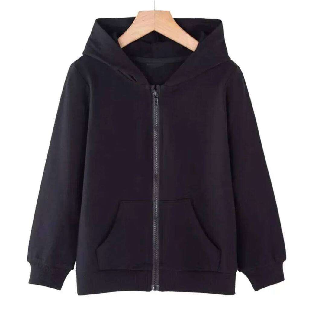Girls Hoodie Children Tops Zipper Style Hoodies Coat Boy Black Girls Pink Age 312 Kids Sweatshirt Festival Gifts Solid Color pullover Crew Neck Sw