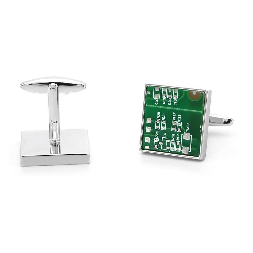 New Cuff Links Arrival iGame Fashion Cuff Links Green Color Circuit Board Design Quality Brass Material Men's Cufflinks RetailW261017