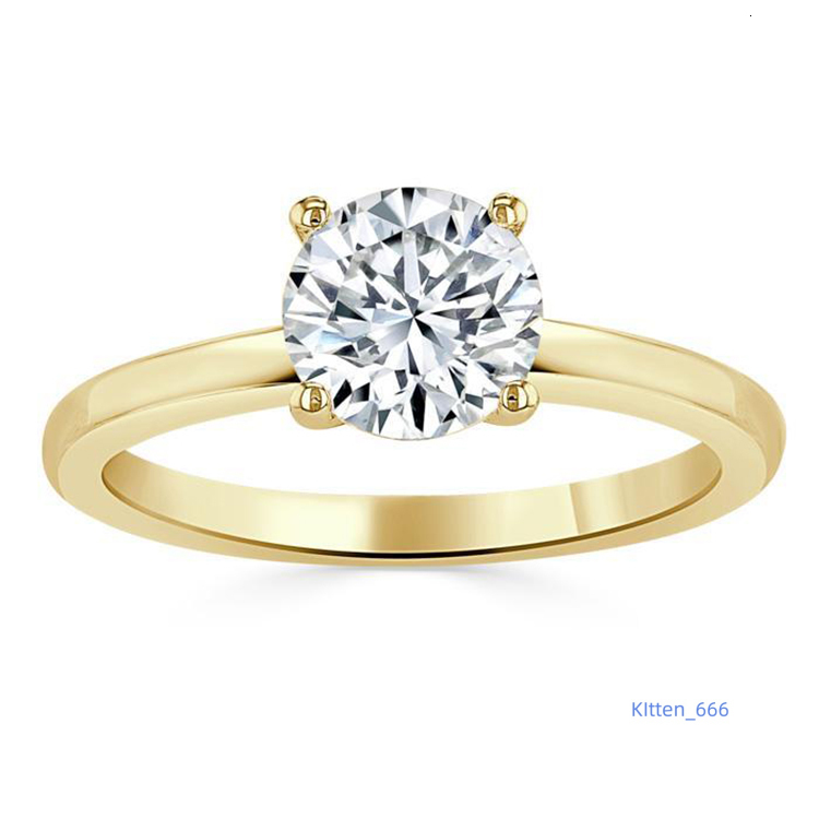 SGARIT Wholesale 9K Yellow Gold 1CT Brilliant Cut Moissanite Diamond Engagement Ring Classic Moissanite Wedding Band