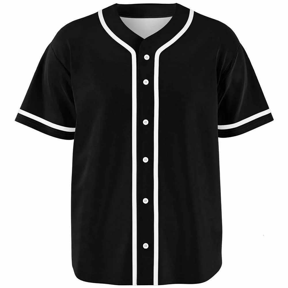 White Black Men's Baseball T-Shirts ic Men's Short Sleeve Fashion Clothing Streetwear Unisex Summer Button Up Loose Casual ShirtW261017