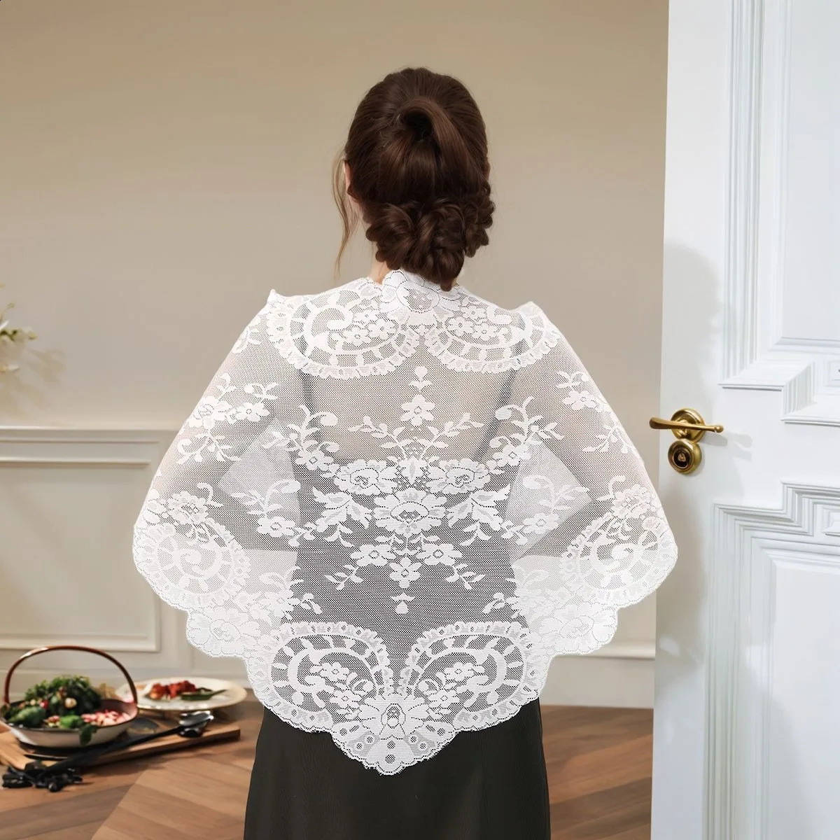 Fashion Women Triangular Scarf Hollow Out Lace Embroidery Shawl Hijab Solid Floral Handkerchief Big Size Elegant Scarf Bandana261016