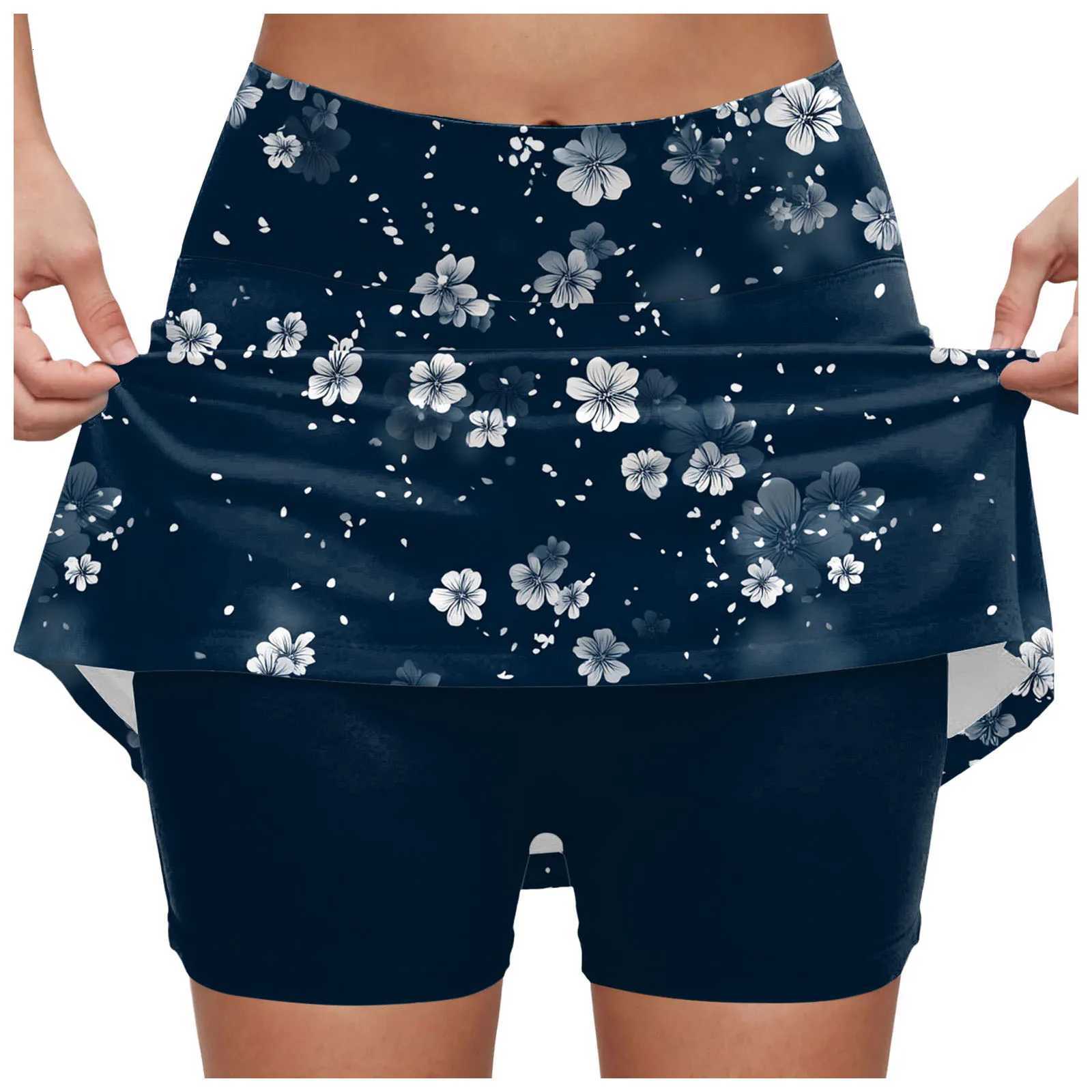 Skirts Skirts Women's Fashion Sports Built In Shorts Floral Print High Waist Skort Running Tennis Short Skirt 2 in 1 Shorts W261017
