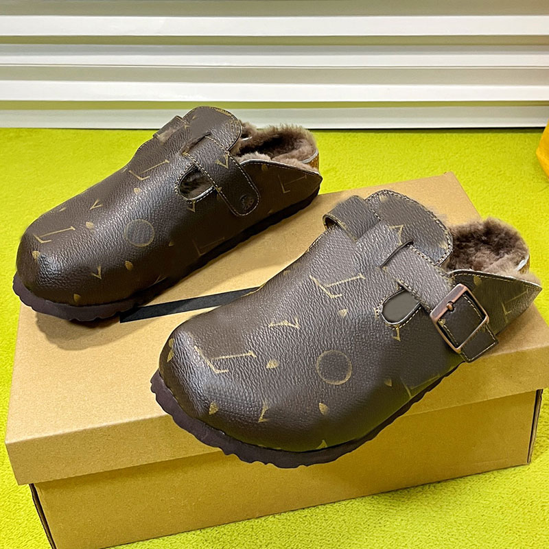 Cosy Comfort Closed Mule Designer Fashion Slippers Mens Womens Autumn Winter Sandals High quality suede leather upper comfortable warm wool lined sa