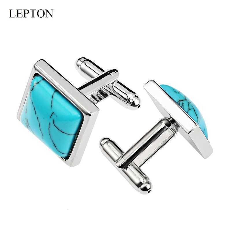 Blue Cuff Luxury Links Low-key stone Cufflinks for Mens Business Lepton High Quality Square Man-made Fashion trend Cufflink Relojes gemelosW261017