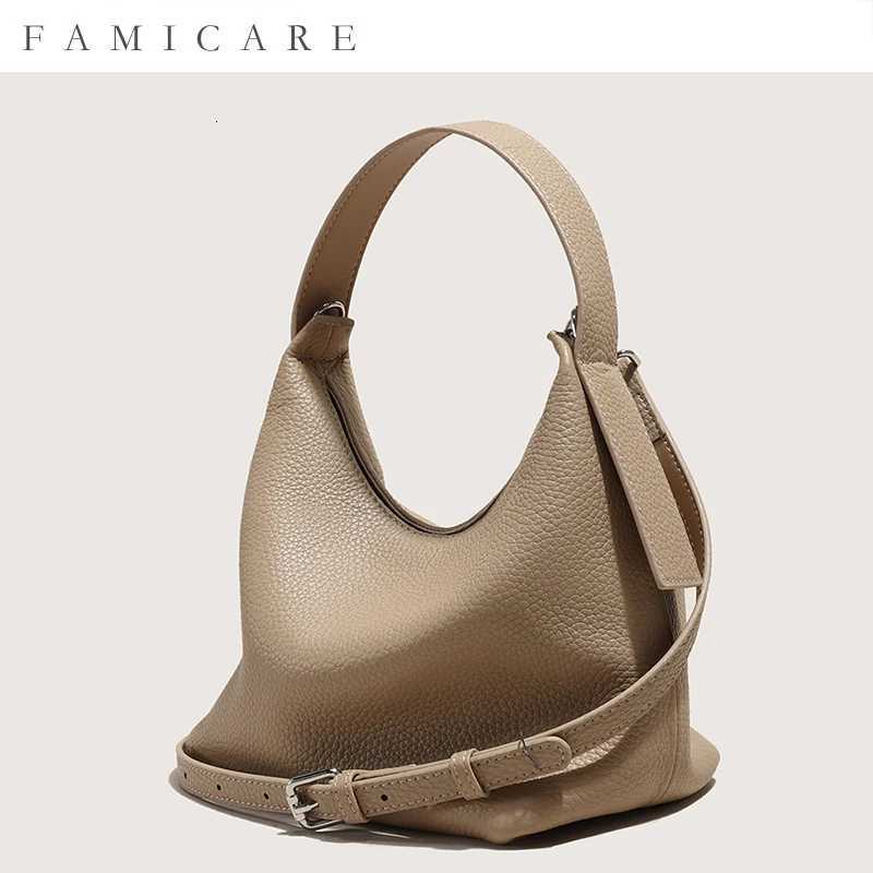 Evening Bags New Top Grain Leather Pillow Bag Shoulder Crossbody Bag Women Commuting Versatile Premium Chic Spacious Designer Handbag H261016