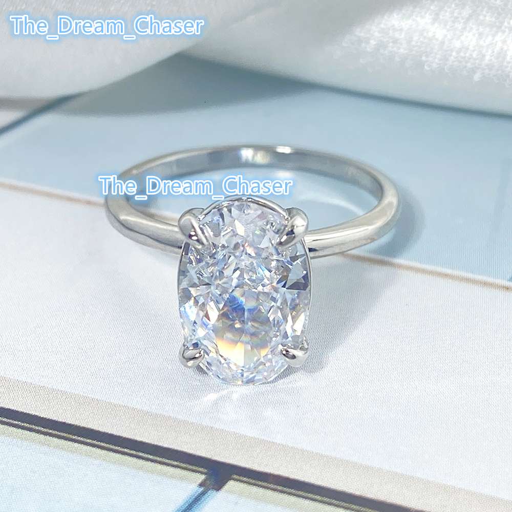 Simple Classic Fine Jewelry Wholesale Platinum Rhodium Plated 925 Sterling Silver Engagement Wedding Rings Prong Setting