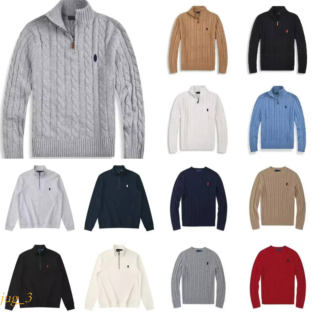polo Cardigan Men Designer Knit Sweater Polo Quarter Zip Pull Pullover Half Zipper Luxury Casual Jumper Autumn Wool Hoodies 084