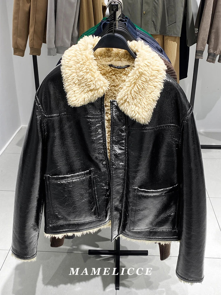 MAMELICCE Original Fur Turndown collar Synthetic leather Thickened Men's winter padded jackets Leather coat clothing 261014