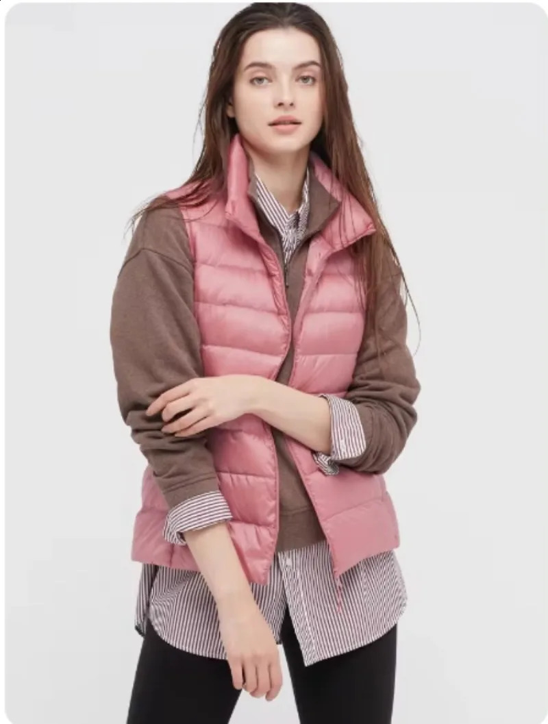 Women's Sleeveless Women's Ultra Light Down Vest Slim Fit Jacket Girl's Vest Plus Lightweight Windproof Warm Vest 261013
