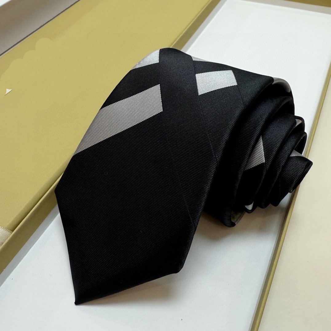 YYBB 2026 Men's Designer Silk Tie - Black Checkered Jacquard Knitted, Letter Embellishment & H-shaped Style, Ideal for Business Party Wedding 4