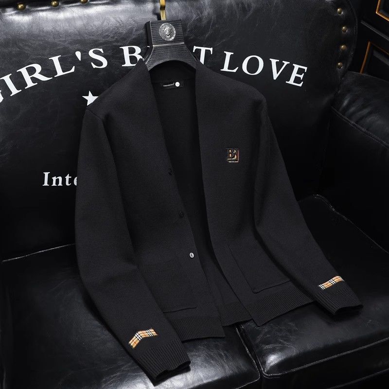 Design sense high-end jacket Korean version slim-fit knitted sweater new trendy brand business men's clothing
