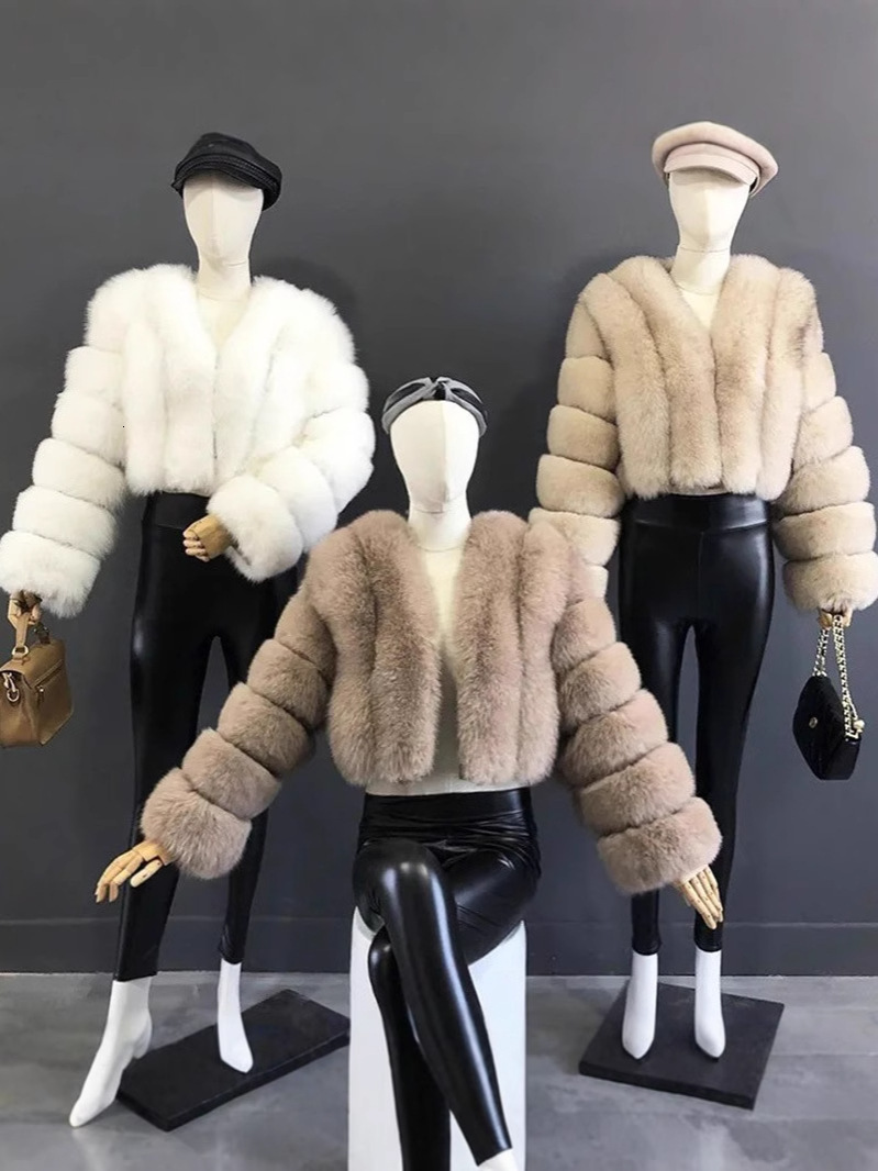 Own Factory Wholesale Of New European American Style Fox Coats, Featuring Patchwork Designs, Short Lengths, Long Sleeves, And Eco-Friendly Faux Fur