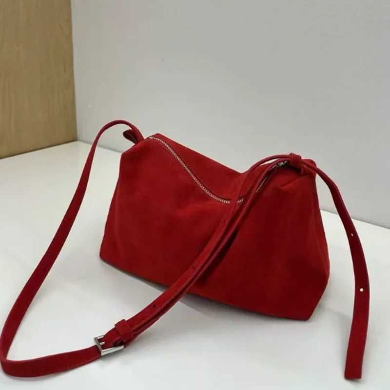 Evening Bags 2026 Winter Early Products Red Color Real Suede Leather Women Shoulder Bag Simple Leisure Female Crossbody Bag H261016