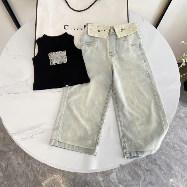 Summer Kids Designer Clothes Cute Two Piece Skirt Set Baby Girls Children Clothing Dresses Sets Short Sleeve Pullover T-shirt Pleated Cake Dress P88