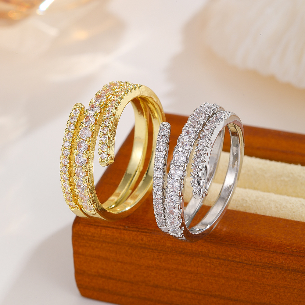 new wedding rings popular spring-shaped diamond-studded fashion rings for women luxurious unique design