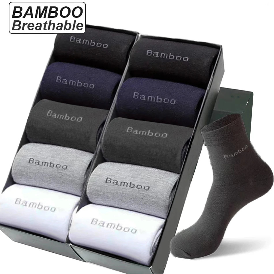 105 Pairs Men Bamboo Fiber Socks Casual Black White Business AntiBacterial Breatheable Male Sock High Quality Size 3845 261014