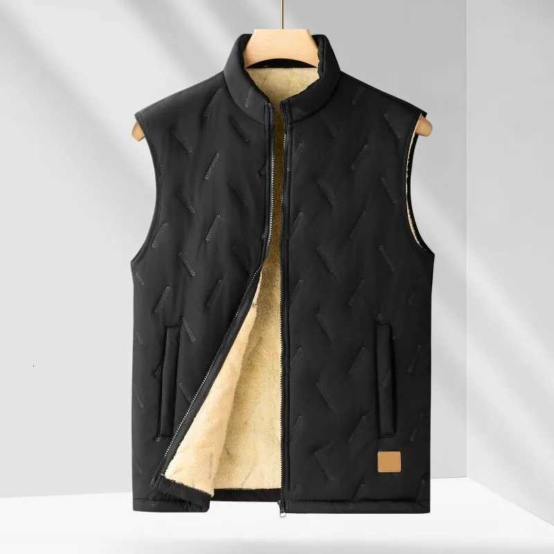 Vest Men's Vests Men's Winter Jacket Lamb Wool Stand Collar Outdoor Windproof Waistcoat Comfortable Warm Fleece Thickened Sleeveless TopsW