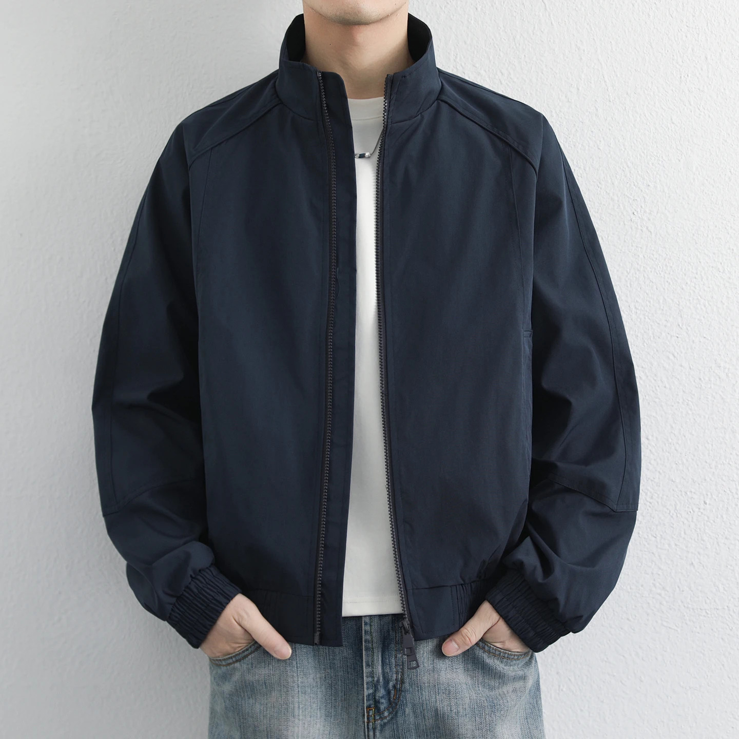 Trendy American Retro Workwear Stand Up Collar Pilot Jacket Men's Spring Couple Loose and Versatile Jacket 261014
