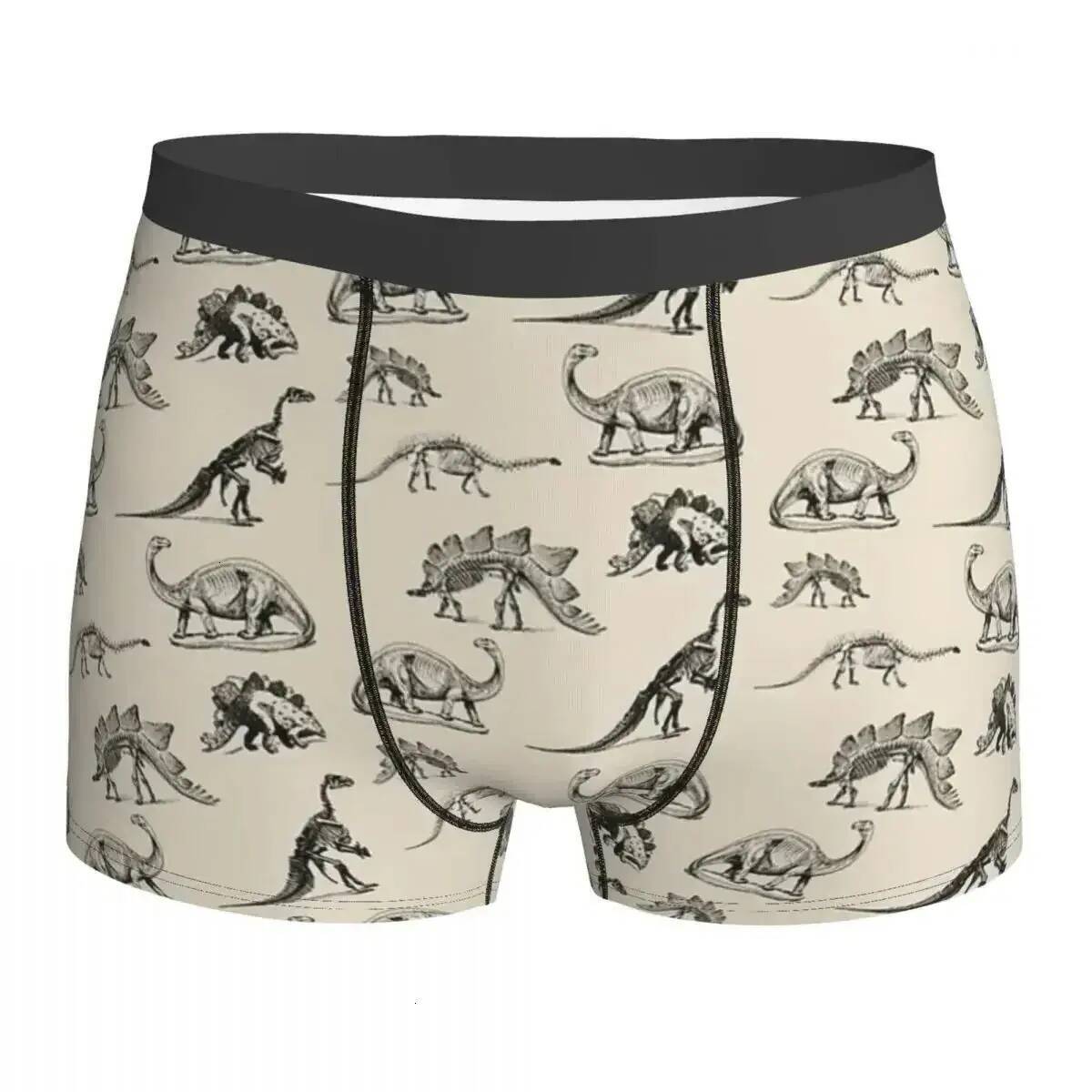 Men's Underwear Boxer Underpants Shorts Vintage Museum Dinosaur Skeleton Illustrations Panties Mens briefs Breathable Underwear For Homme Man U