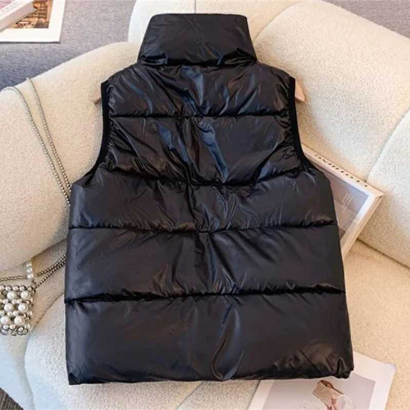 VESTs Korean Men Fashion Men's Down Cotton VEST Tops Winter Man Casual Cotton Padded Waistcoat 2025 Stand Collar Puffer Sleeveless CoatW261017