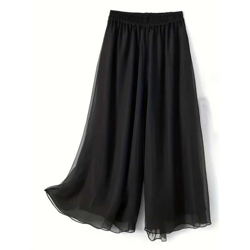 Women's Women's Pants Leggings Capris Thin chiffon wide leg pants for women in spring and summer double layered drape loose and slimming c