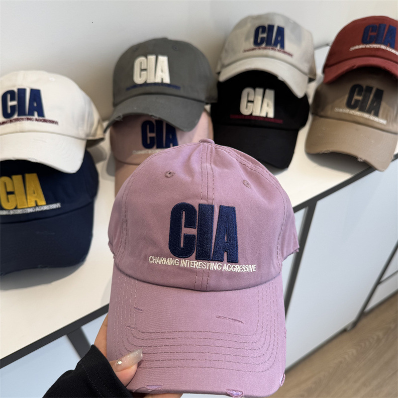 Americanstyle trendy letterembroidered baseball for men and women couple's street fashion retro distressed widebrimmed cap