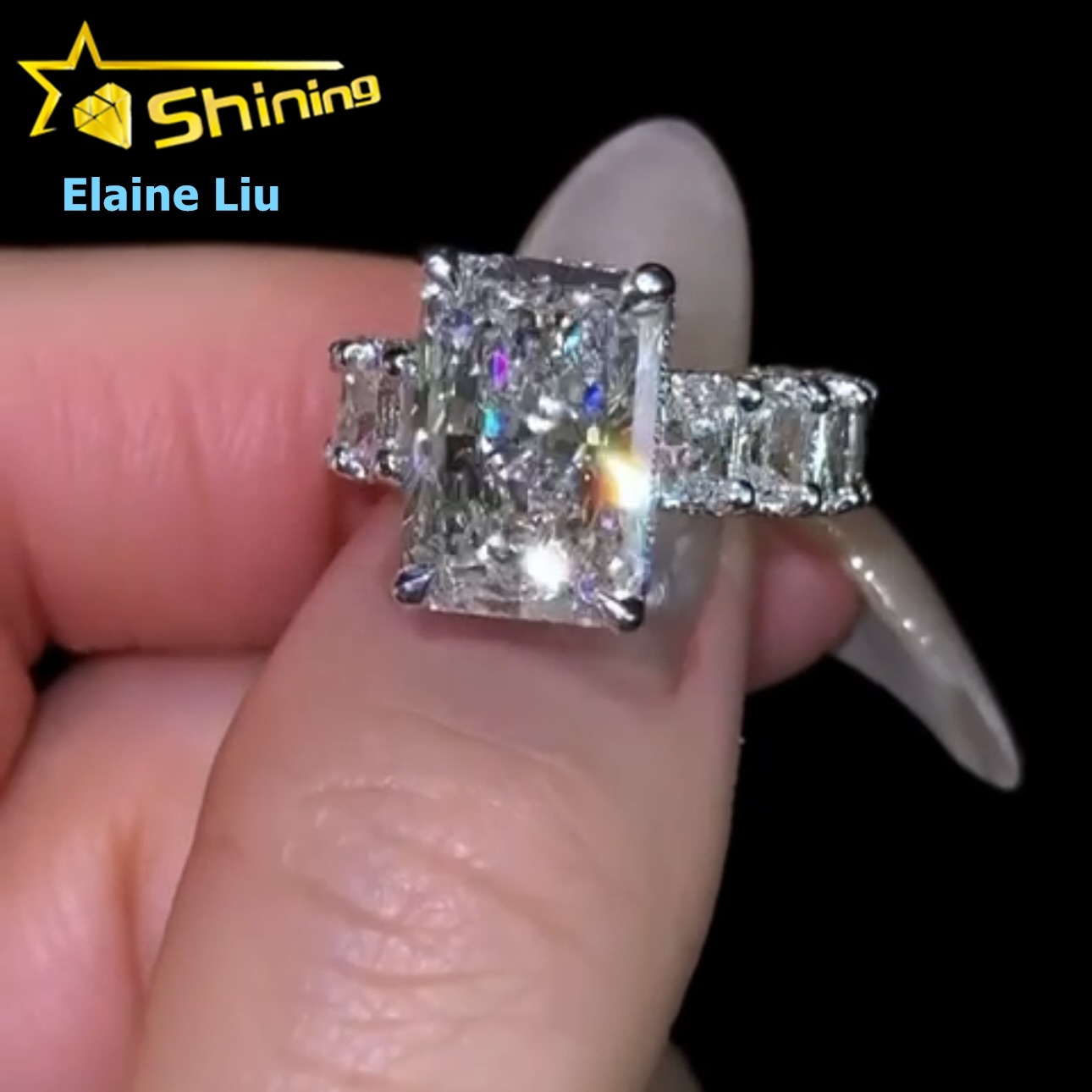 Hip Hop GRA Certificate Fine Jewelry Sterling Silver 925 VVS Moissanite Ring Moissanite Diamond Ring Engagement Ring for Women
