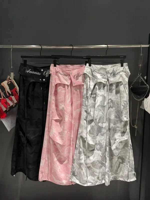 Casual Women's Pants Camouflage Capris Work Pants High Waist Pleated Slimming Trousers Sporty Wide Leg Pants for Young Women Summer SeasonW2610