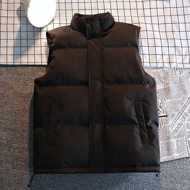 Winter Autumn Men's White Vests Vest Jacket Men Fashion Sleeveless Jackets Solid Color Warm Vests Thick Black Waistcoat Men Clothing 2025W26101