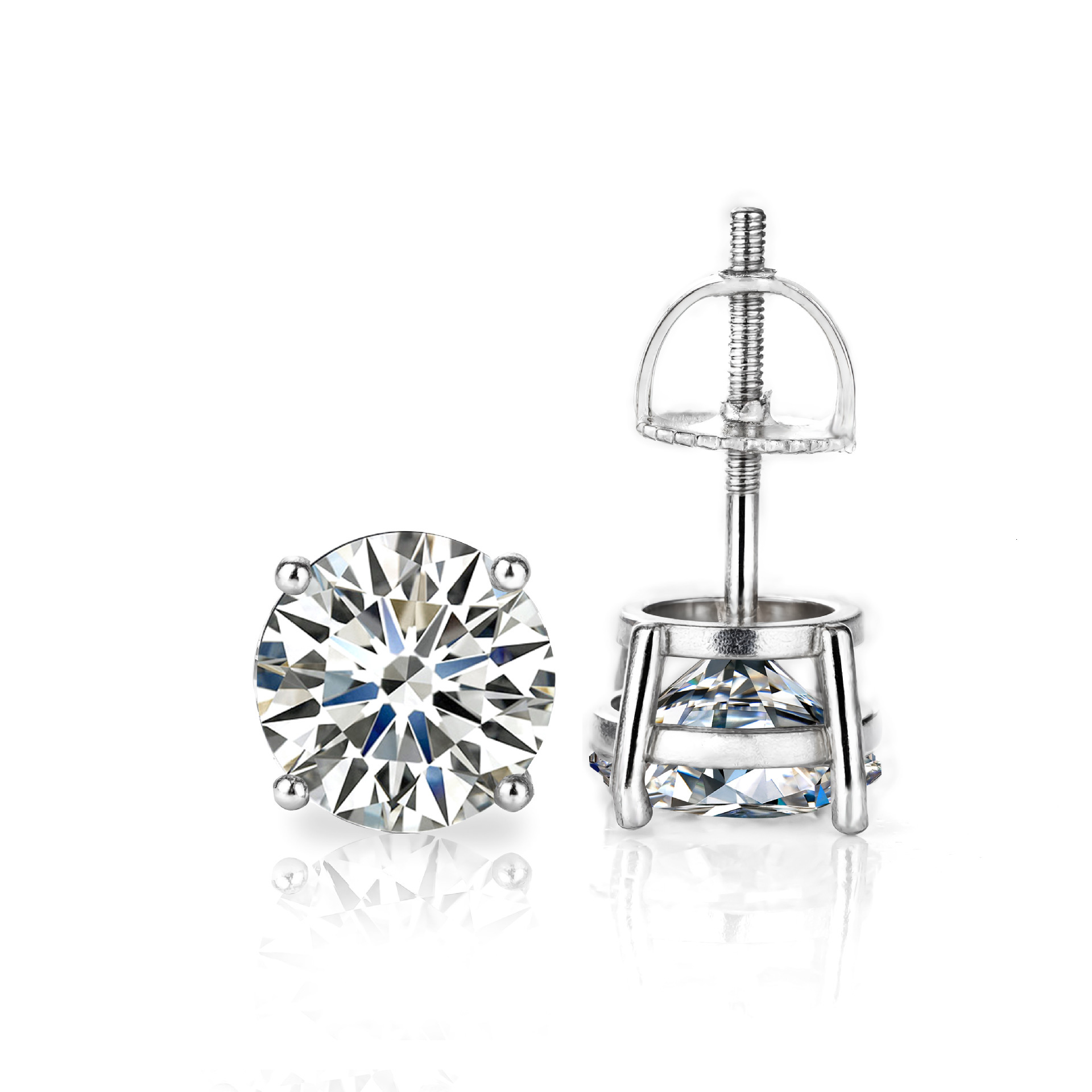 Exquisite and fashionable jewelry, gold-plated 925 silver, 3mm-8mm DEF color genuine moissanite diamond stud earrings with a twist-back closure