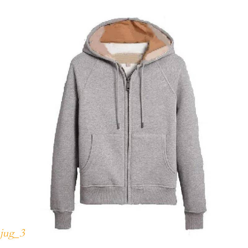 Plaid Embroidered Hoodies Men's Unisex Hooded Zip Up British Style Sweatshirts Trendy Casual Spring Autumn Outwear Bur berries jacket 0a1