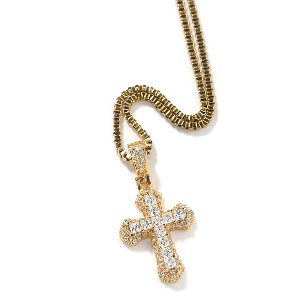 VVS Moissanite Cross Pendant Necklace, 18K Plated S925 Silver Iced Out Hip Hop Necklace, Stackable Statement Gift Jewelry