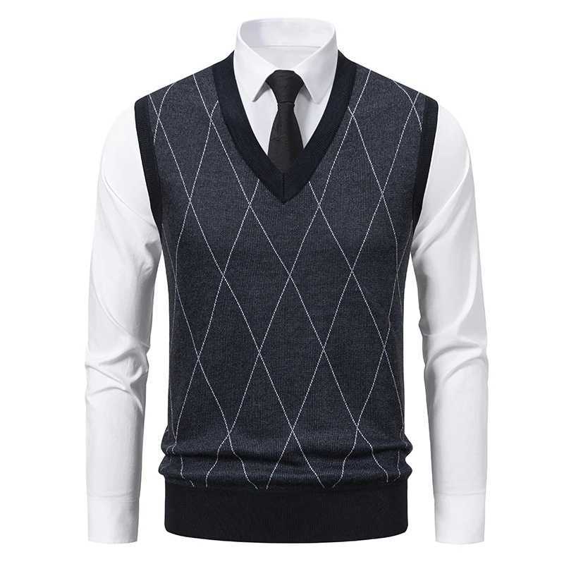 Knit Mens Men's Sweater Vests Vest Fleece Lined Knitted V-Neck Sleeveless Vest PulloverW261017