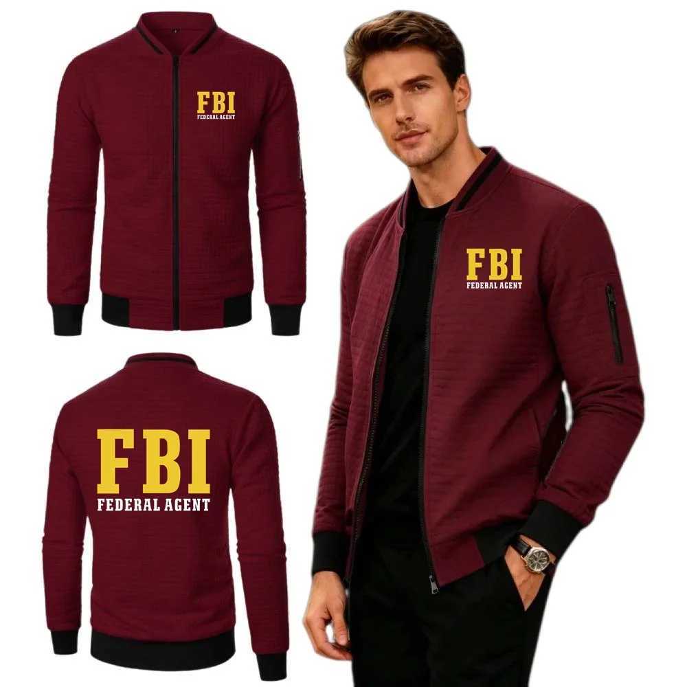 FBI Men's Agent Jackets Federal CIA Staff Secret Service Jacket Mens Sweatshirts Baseball Collar Sports Outwear NEW Waffle CoatsW261017