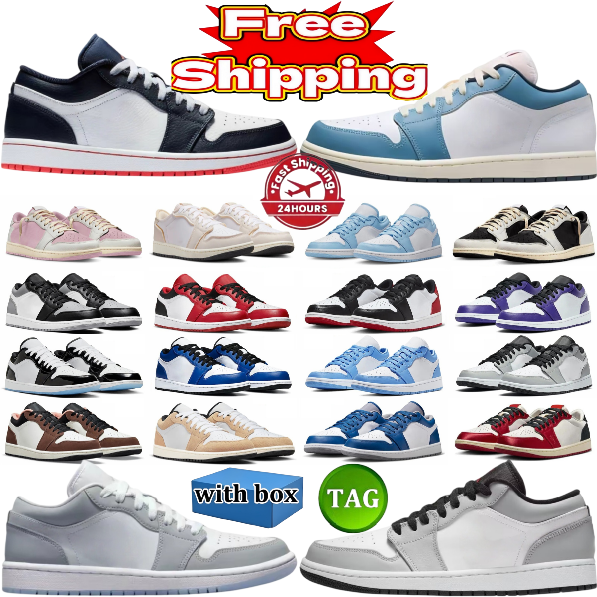 Men women low top 1 1s skateboard shoes casual shoes sports shoes brand designer outdoor sports lovers fashion comfortable wear-resistant black whit