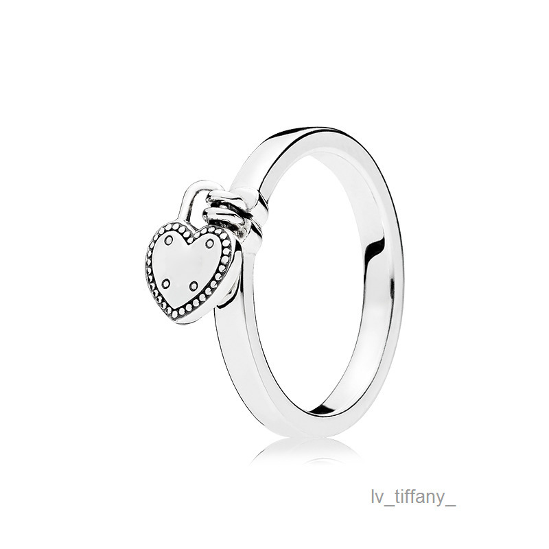 Heart-Shaped Padlock Ring Authentic 925 Sterling Silver designer Rings Women Girls Wedding Party Jewelry Heart Pendant Stacking ring with Luxurious