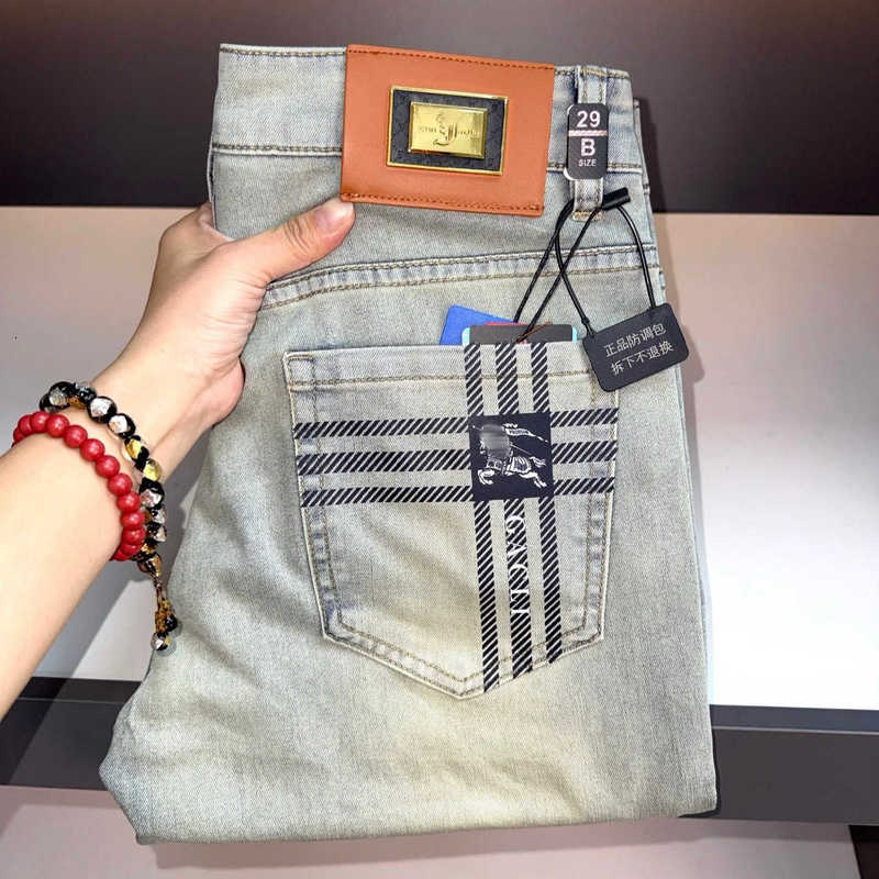 designer Men's Jeans Printed men jeans classic retro straight-leg style, suitable for spring and summer, with elastic waistband and washed fini