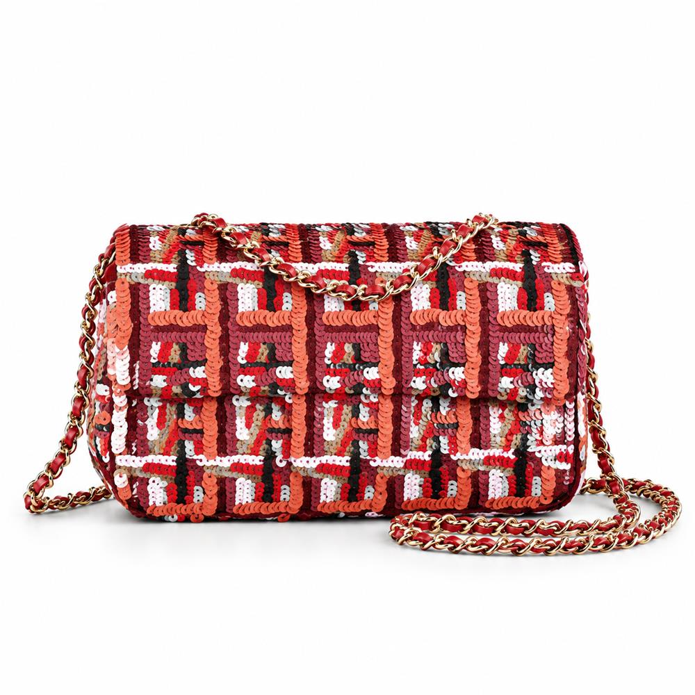 Mini Sequin Flap Bag Embroidered Quilted Chain Shoulder Crossbody Compact Glamorous Wedding Party Top-Tier Designer New Arrival