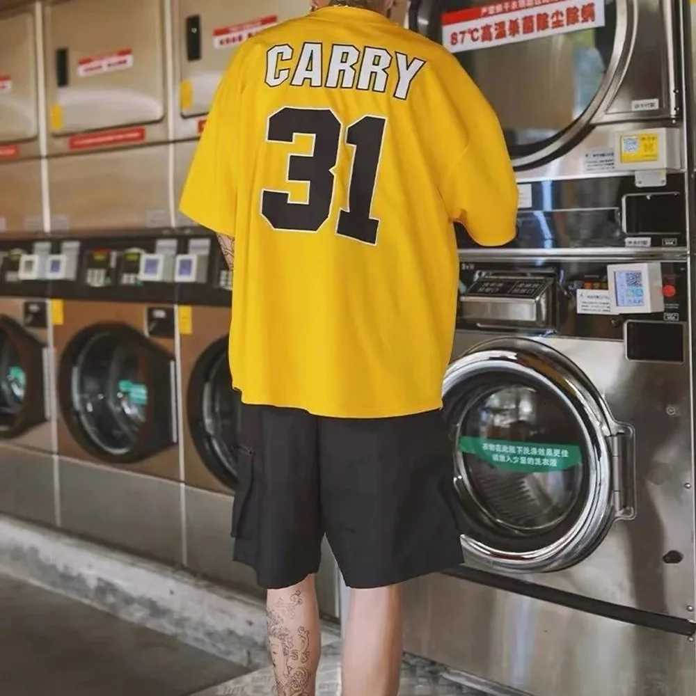 T-Shirts T Shirt American Men's Hip-hop Retro Baseball Short SLeeve Shirts Cardigan Loose Letters Y2K West Causal Tops Men's ClothingW2610