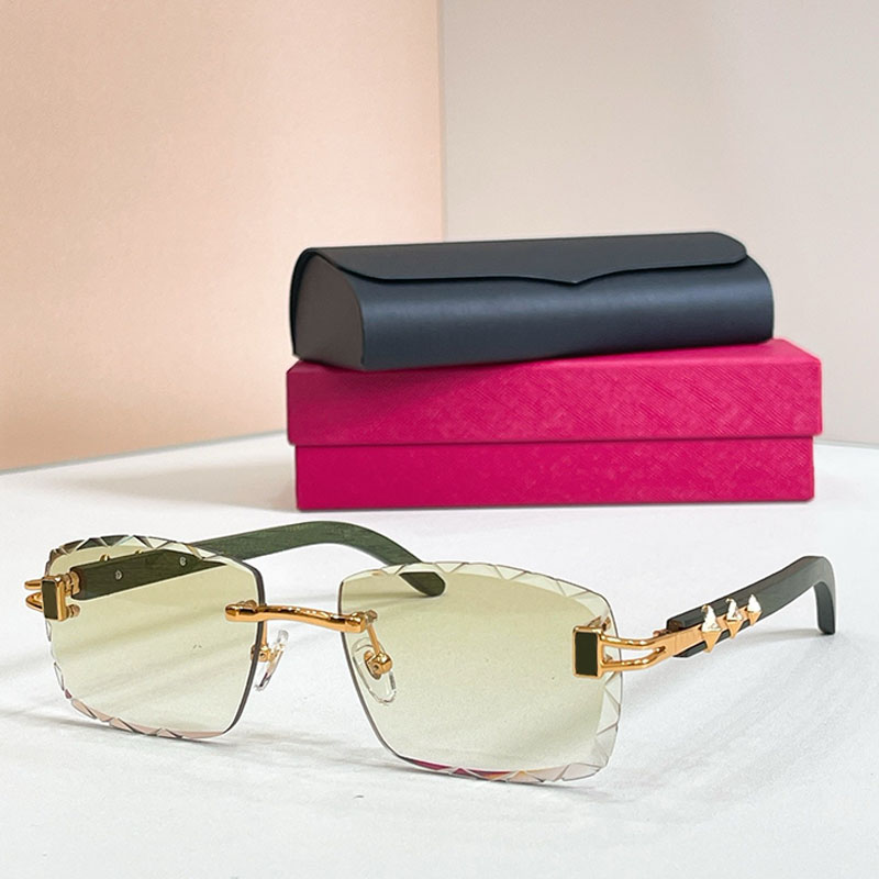 Summer fashion designer brand mens sunglasses CT02388 frameless square diamond cut green gradient lenses metal diamond shaped legs beach travel part