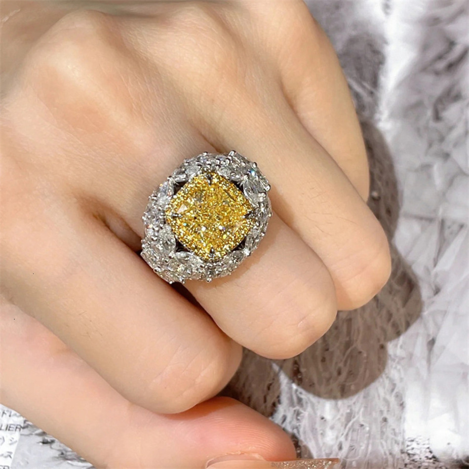 2026 New cologne Luxury Brand Designer Jewelry Sparkling Crystal Yellow Diamond Fashion Exquisite perfume Premium Color Preserved Open Finger Ring W
