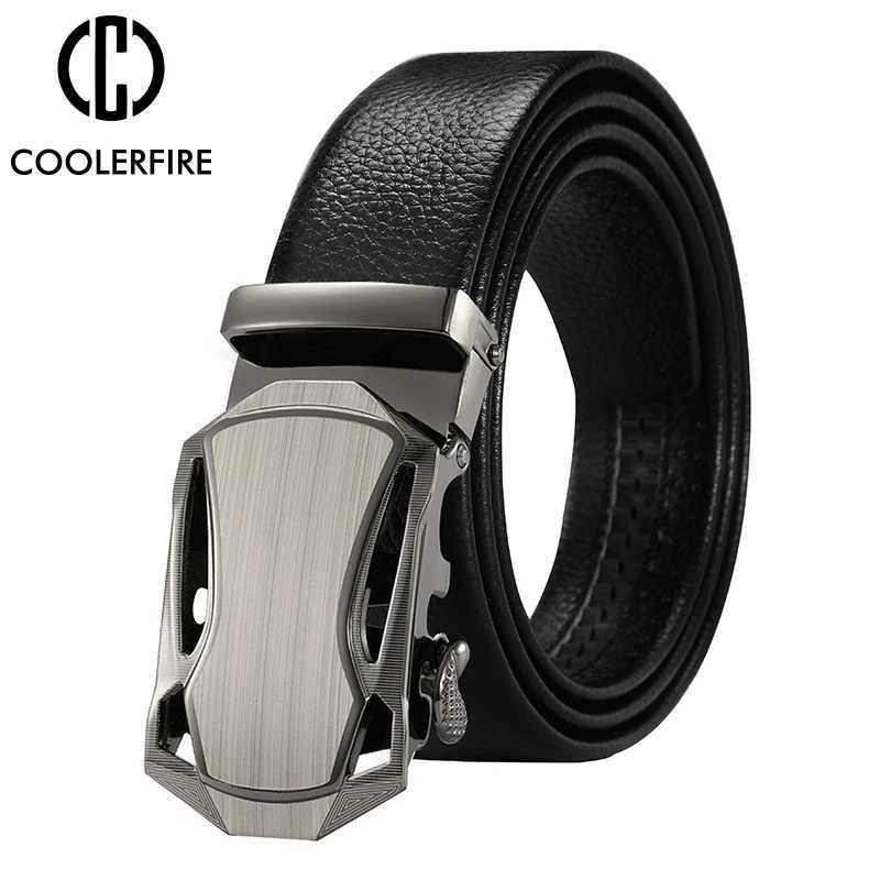 Brand Men Belt Metal Luxury Automatic Buckle Leather High Quality Belts for Men Business Work Casual Strap ZDP001A M261016